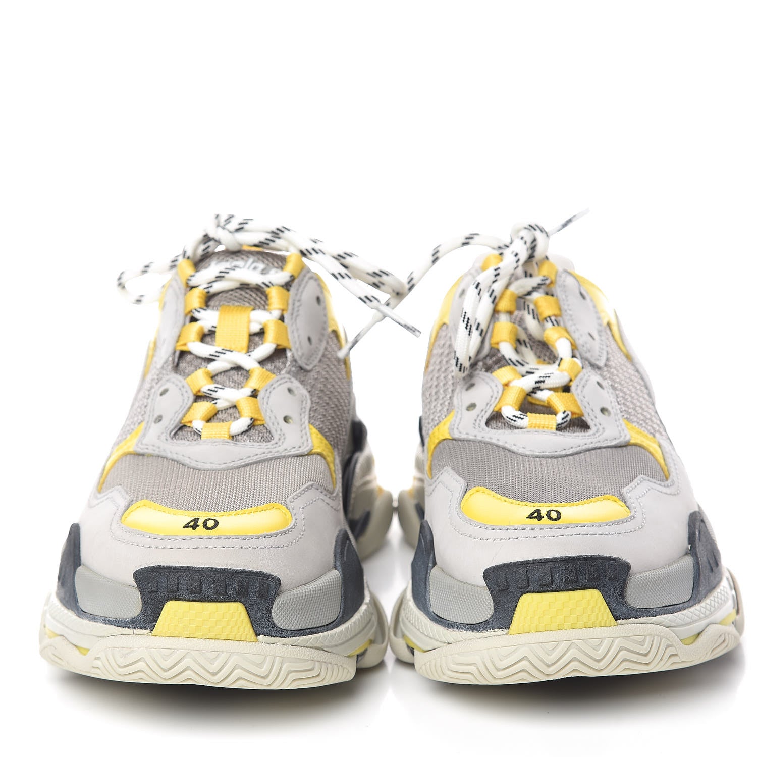 Balenciaga Fabric Mesh Womens Triple S Sneakers 40 Yellow Grey White 2 of 9