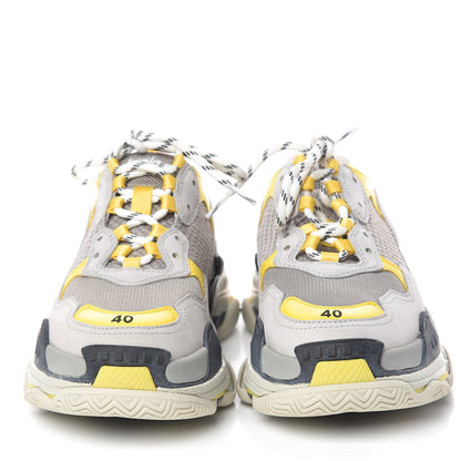 Balenciaga Fabric Mesh Womens Triple S Sneakers 40 Yellow Grey White 2 of 9