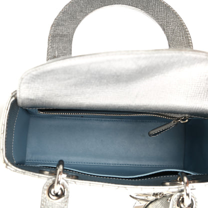 Christian Dior Metallic Grained Calfskin Cannage Small Lucky Badges My Lady Dior Silver 9 of 12