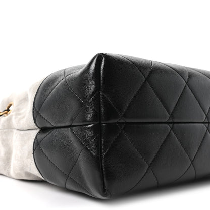 Chanel Suede Calfskin Shiny Lambskin Quilted Small Coco Base Shopping Bag Grey Black 16 of 21