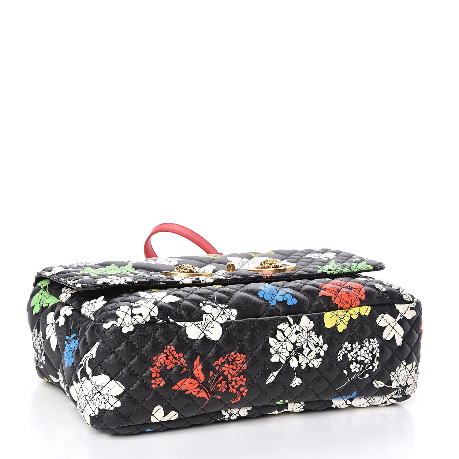 Versace Napa Print Bouquet Quilted Icon Dual Carry Bag Black Multicolor 4 of 10