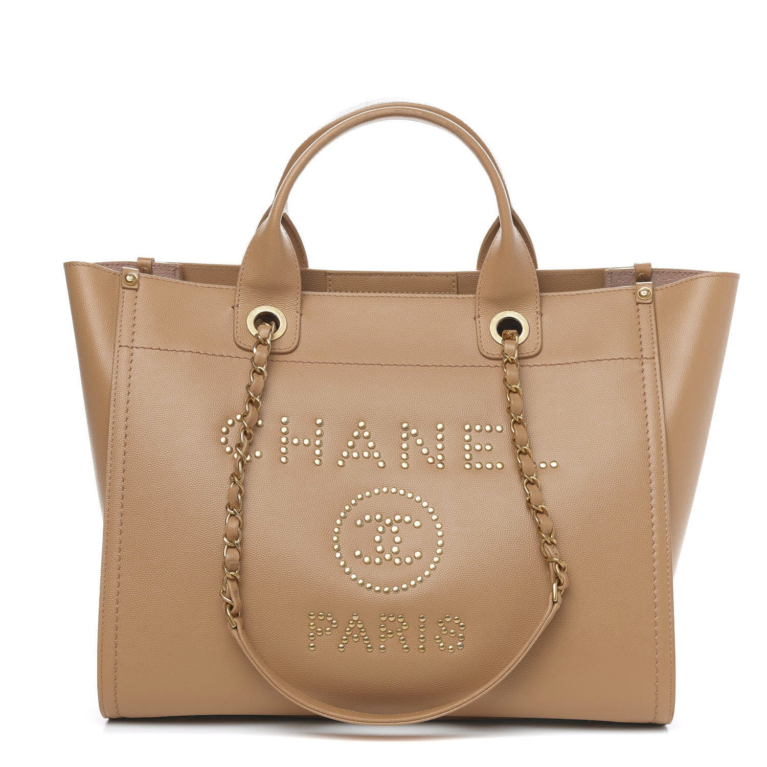 Chanel Caviar Small Studded Deauville Tote Beige 1 of 14