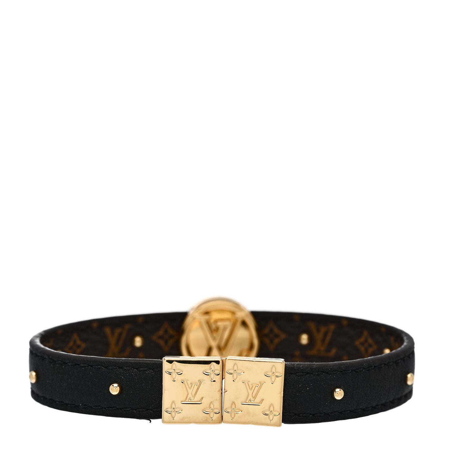 Monogram LV Circle Reversible Bracelet 17 Black