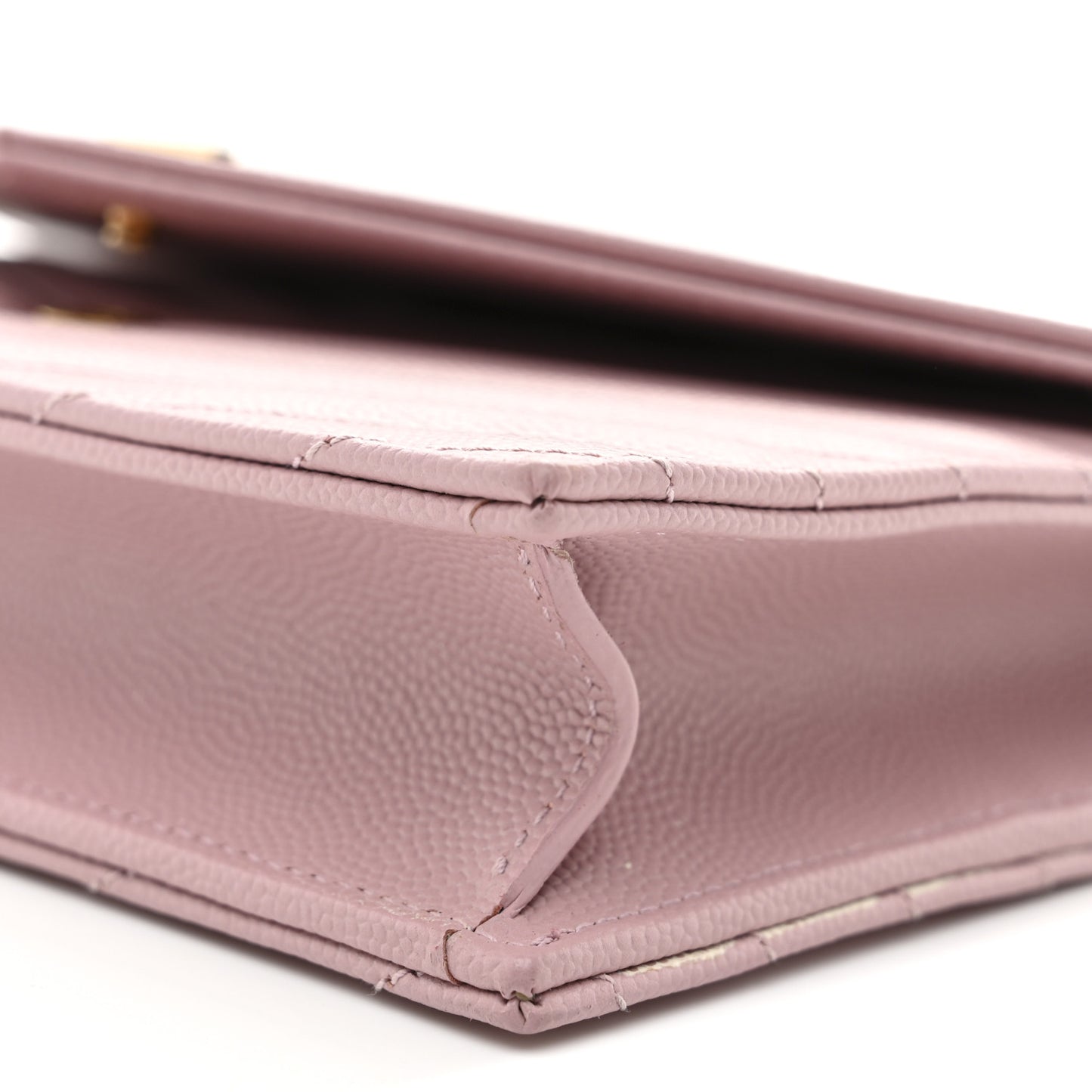 Grain De Poudre Matelasse Chevron Monogram Envelope Chain Wallet Tender Pink