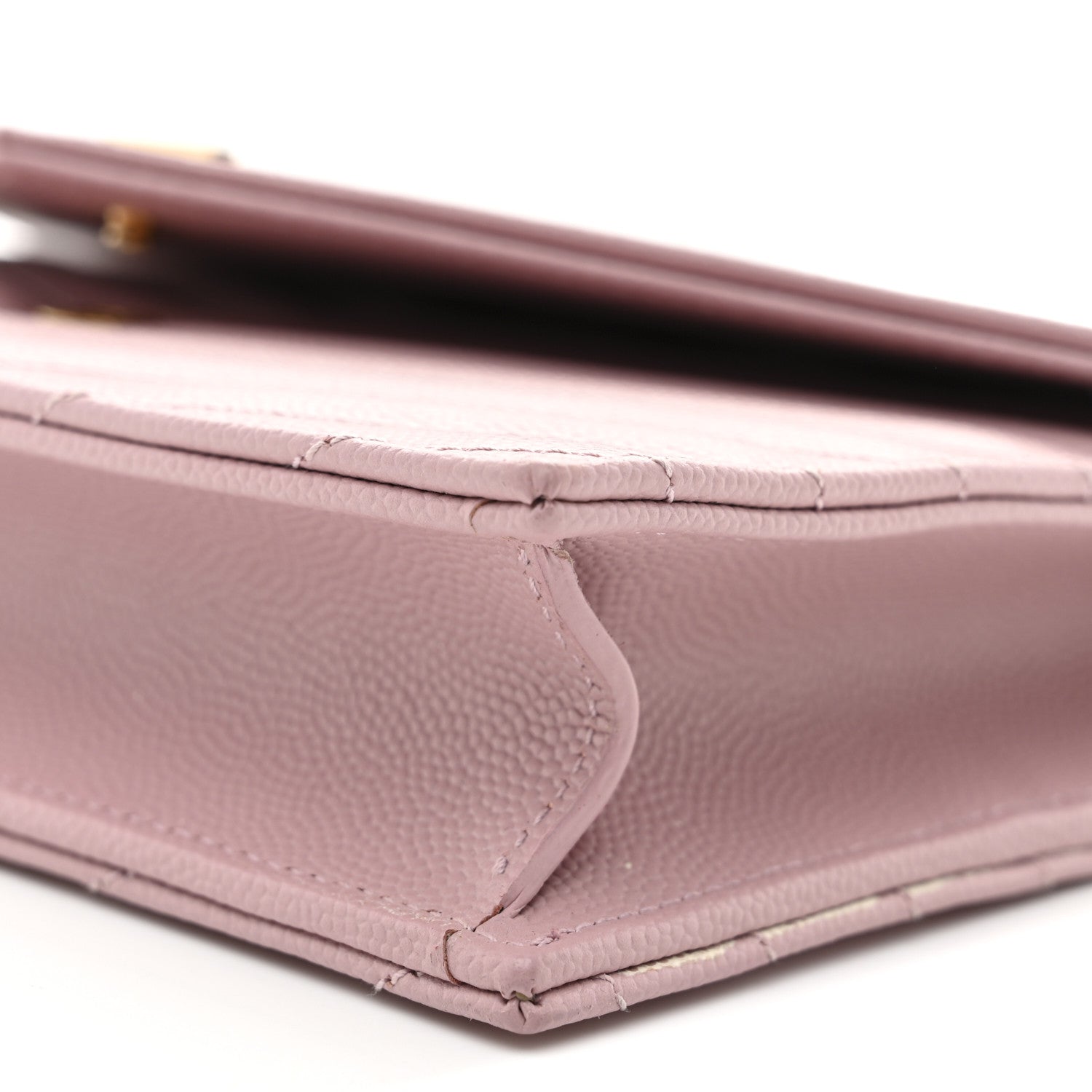 Saint Laurent Grain De Poudre Matelasse Chevron Monogram Envelope Chain Wallet Tender Pink 10 of 11