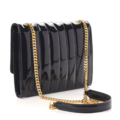 Saint Laurent Patent Matelasse Monogram Vicky Chain Bag Black 3 of 10