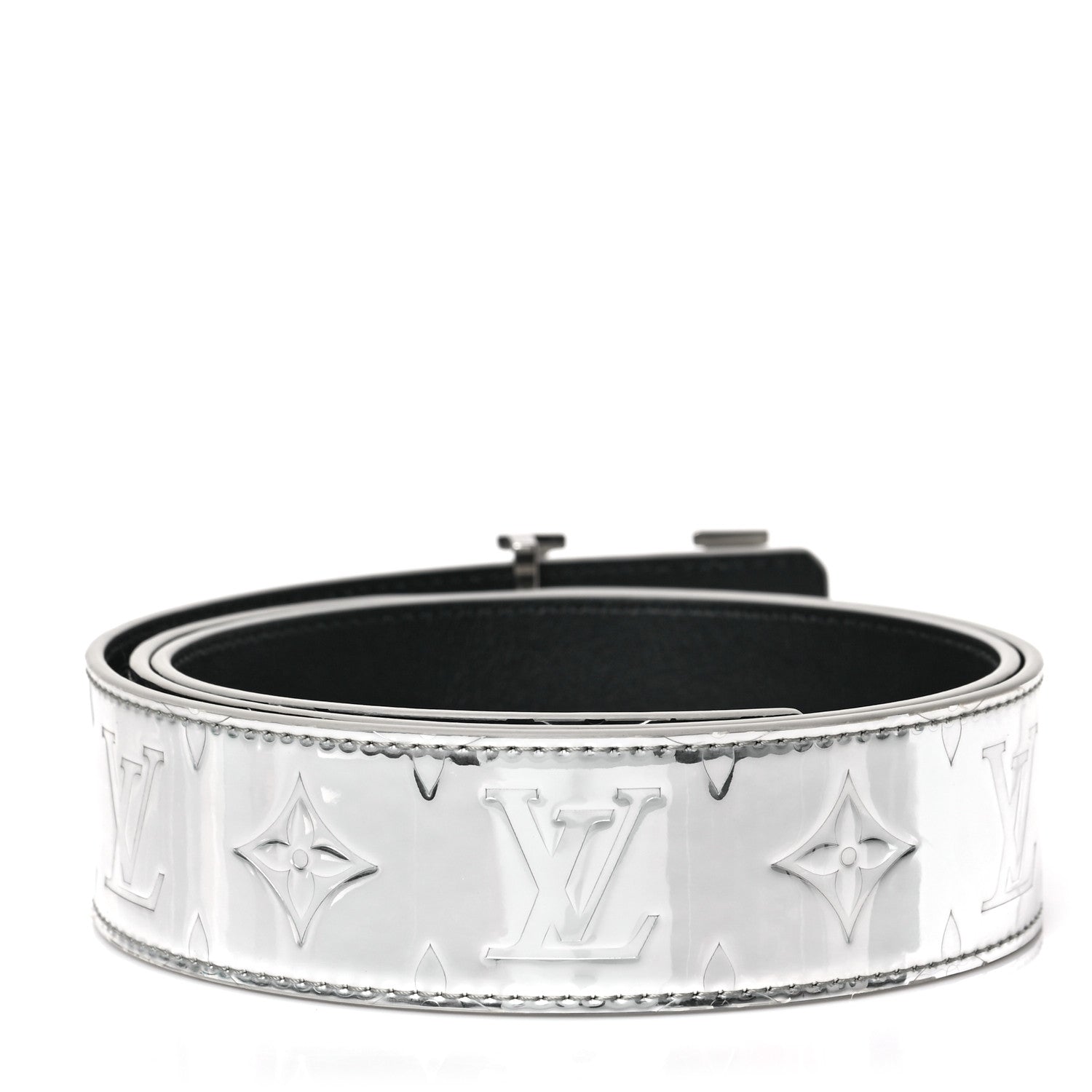 Louis Vuitton Monogram Miroir 40mm Reversible LV Initiales Belt 95 38 Silver 2 of 4