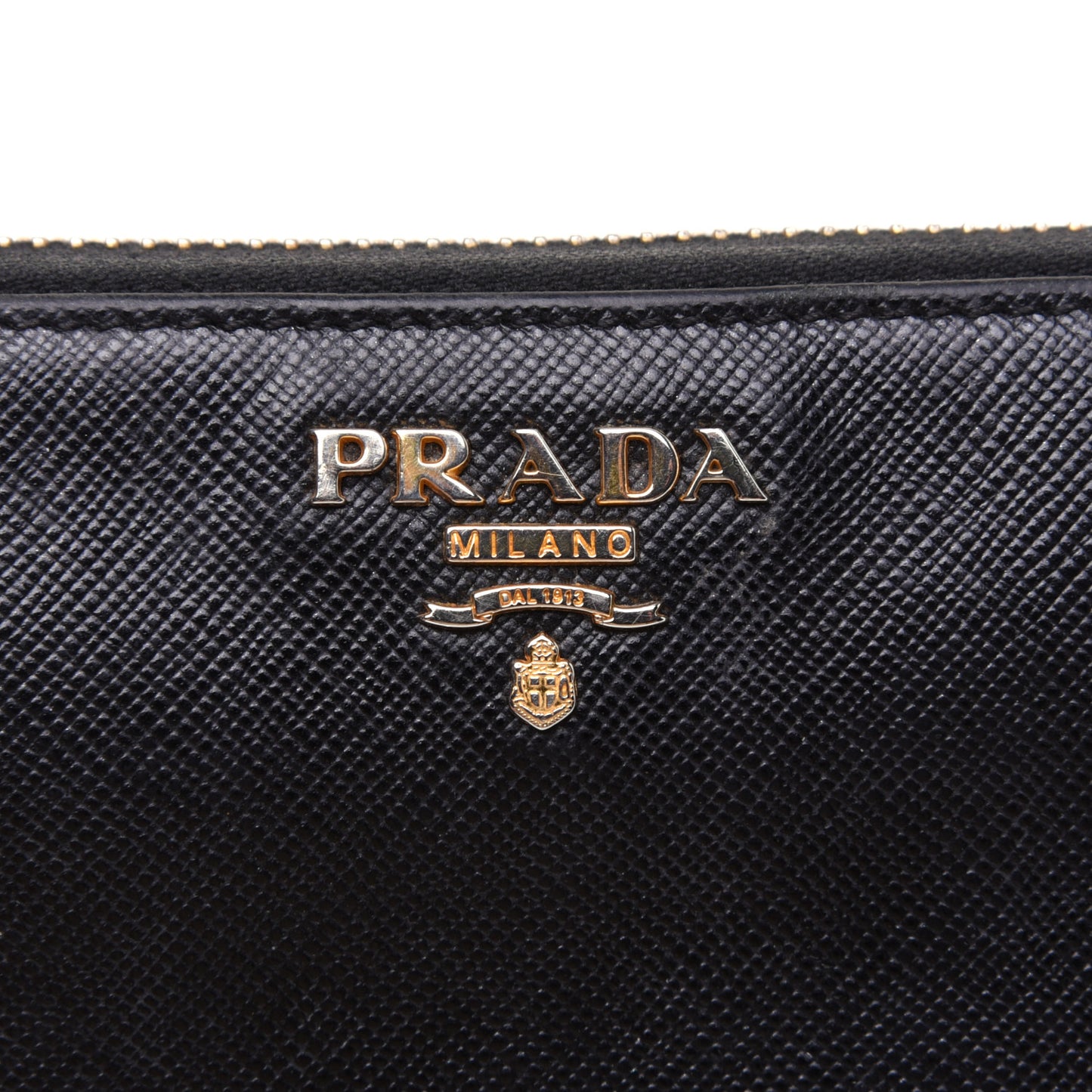 Saffiano Metal Zip Around Wallet Black