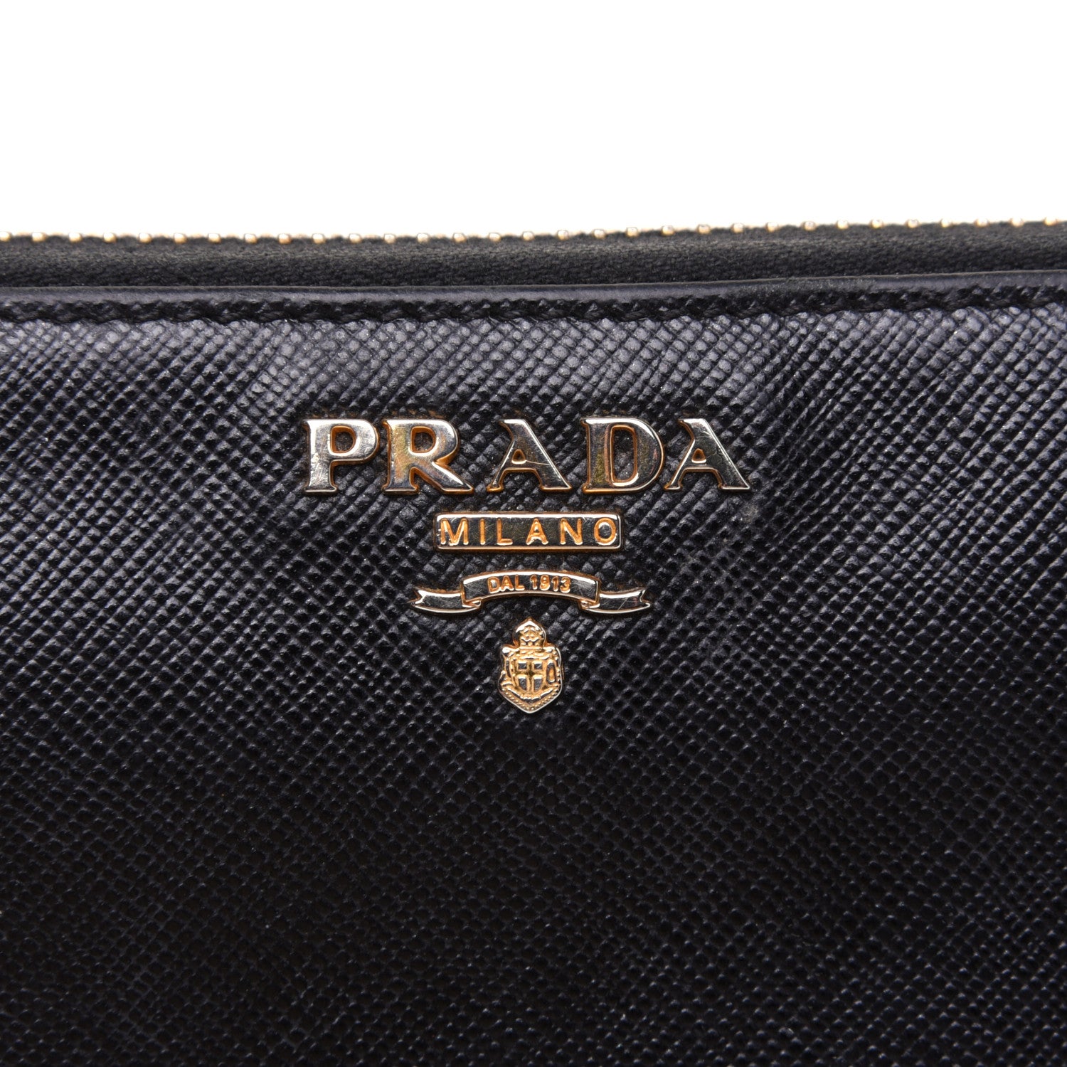 Prada Saffiano Metal Zip Around Wallet Black 12 of 14