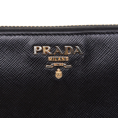 Prada Saffiano Metal Zip Around Wallet Black 12 of 14