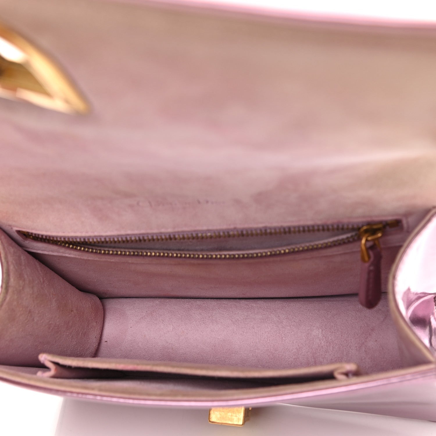 Christian Dior Metallic Patent Studded Small Diorama Flap Bag Pink 5 of 12