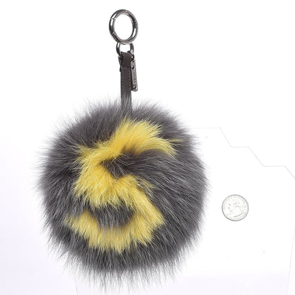 Fendi Fox Fur S ABCharm Bag Charm Grey Yellow 2 of 4