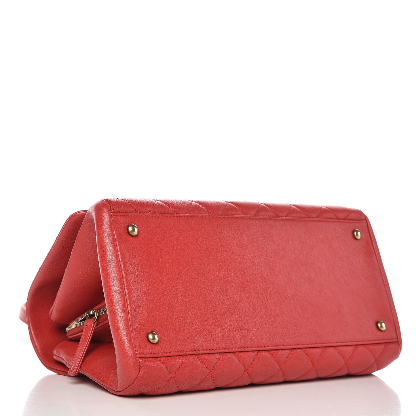 Shiny Sheepskin Quilted Large Trapezio Flap Red