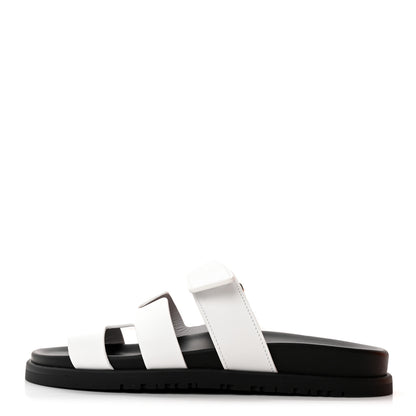 Hermes Calfskin Womens Chypre Sandals 36.5 White 1 of 9