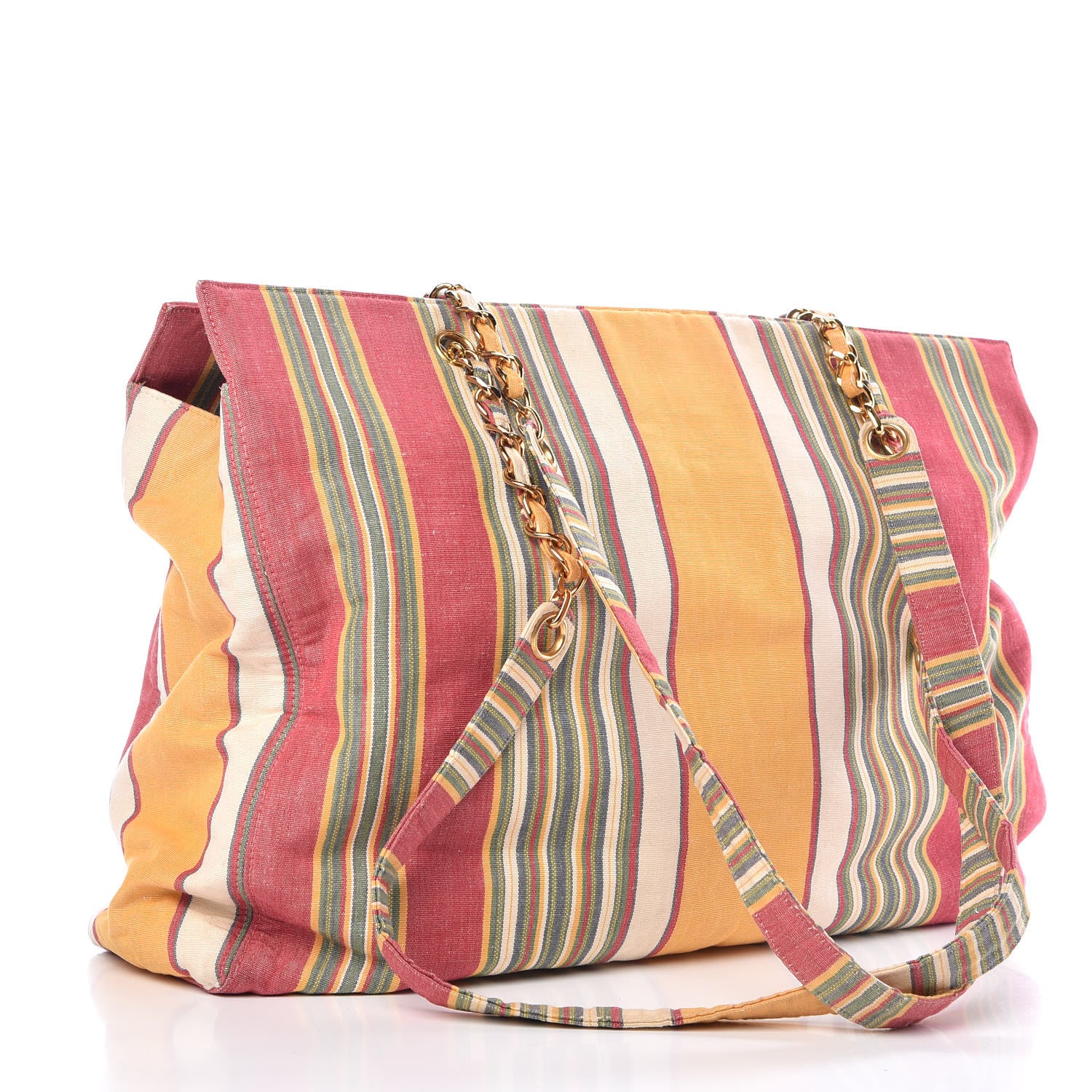 Chanel Canvas Stripe CC Tote Multicolor 3 of 11