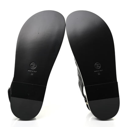 Chanel Grained Calfskin Velcro Dad Sandals 39 Black 5 of 8