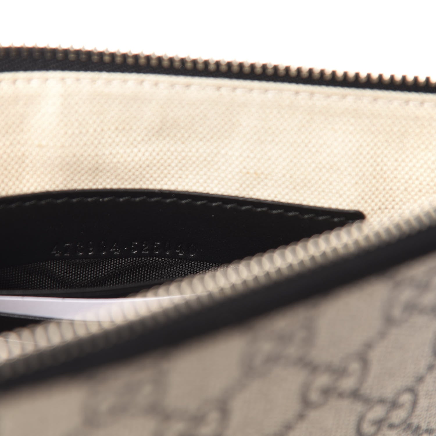 Gucci GG Supreme Monogram Kingsnake Zip Wristlet Pouch Beige Black 7 of 8