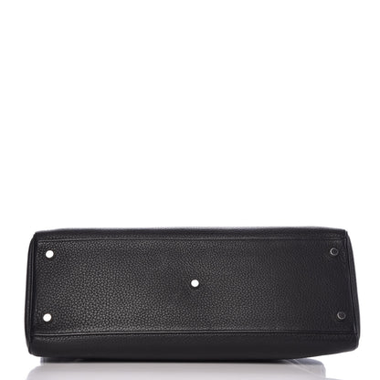 Hermes Taurillon Clemence Shoulder Kelly 40 Black 5 of 33