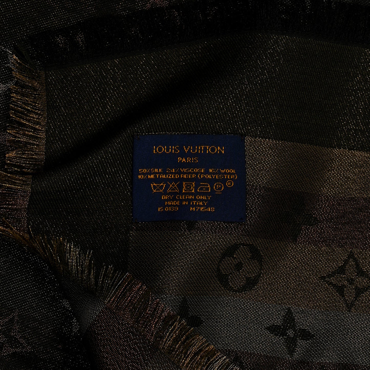 Silk Lurex Wool So Shine Monogram Shawl Black