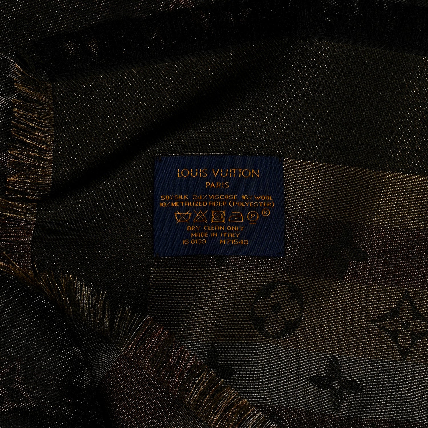 Louis Vuitton Silk Lurex Wool So Shine Monogram Shawl Black 3 of 3