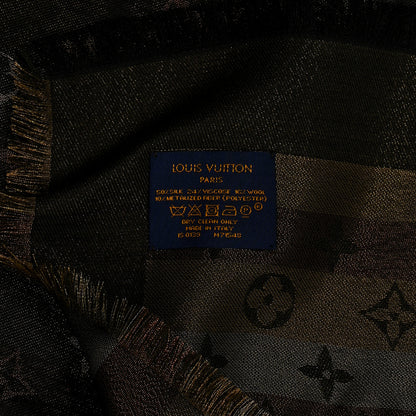 Louis Vuitton Silk Lurex Wool So Shine Monogram Shawl Black 3 of 3