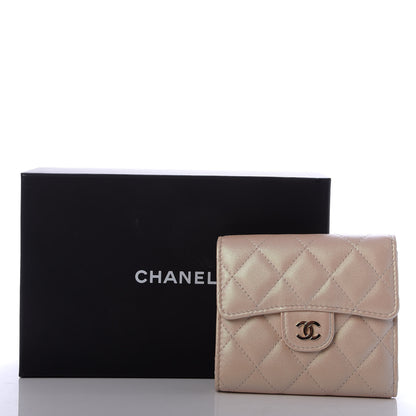 Chanel Iridescent Calfskin Quilted Compact Flap Wallet Beige 10 of 10