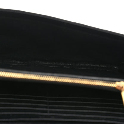 Saint Laurent Grain De Poudre Matelasse Chevron Monogram Chain Wallet Black 5 of 9