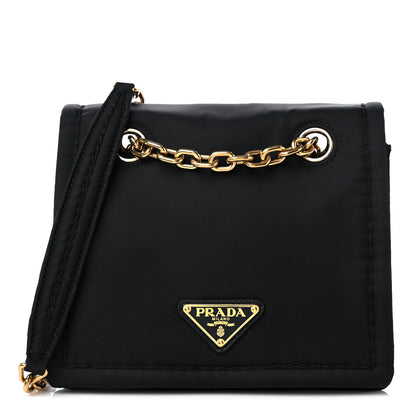 Prada Tessuto Nylon Chain Flap Shoulder Bag Black 1 of 10