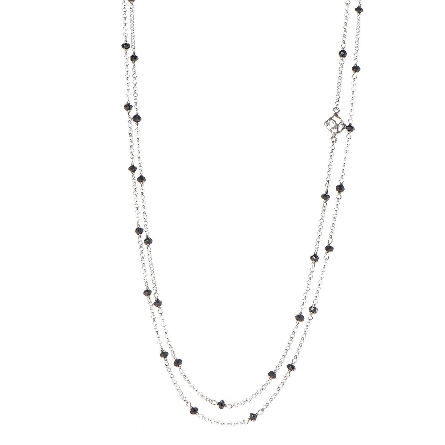Sterling Silver Black Onyx Station Chain Necklace