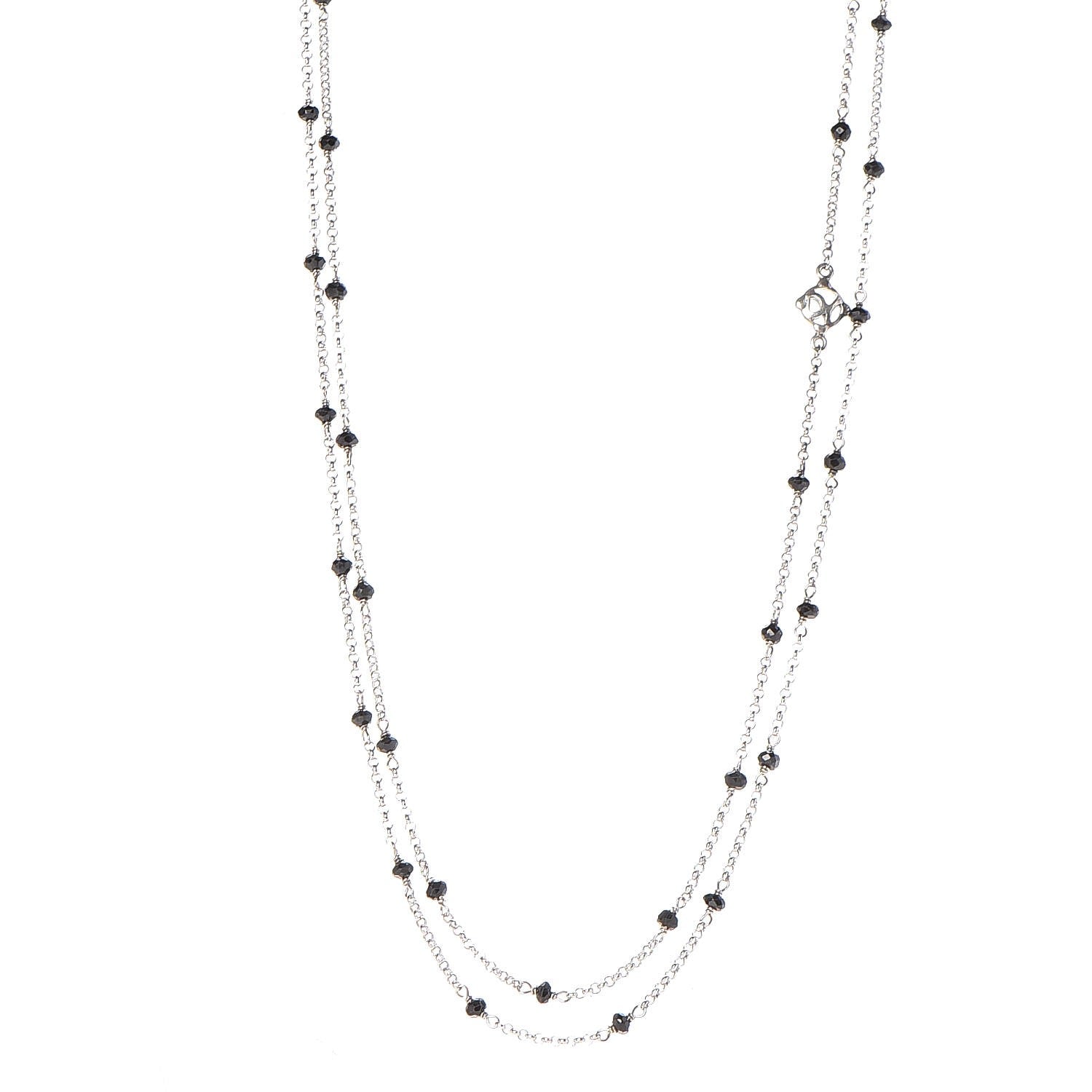David Yurman Sterling Silver Black Onyx Station Chain Necklace 1 of 5