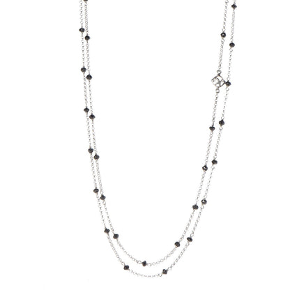 David Yurman Sterling Silver Black Onyx Station Chain Necklace 1 of 5