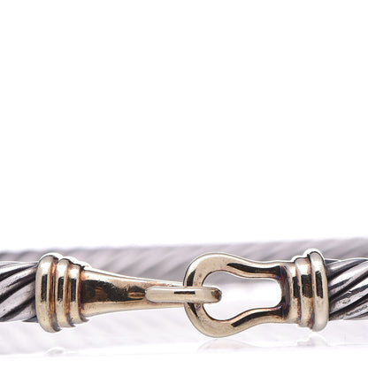 David Yurman Sterling Silver 14K Yellow Gold 5mm Cable Classic Buckle Bracelet 6 of 8