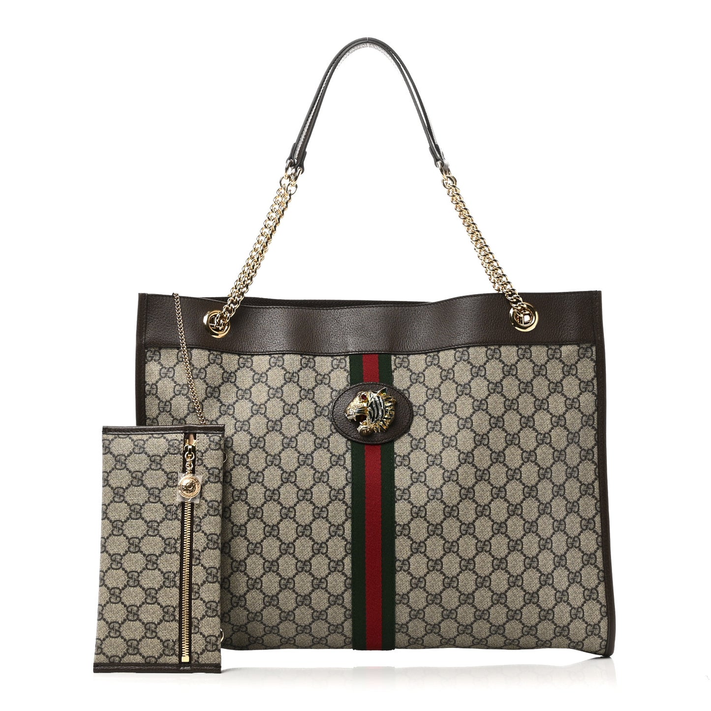 GG Supreme Monogram Large Rajah Chain Tote Beige New Acero