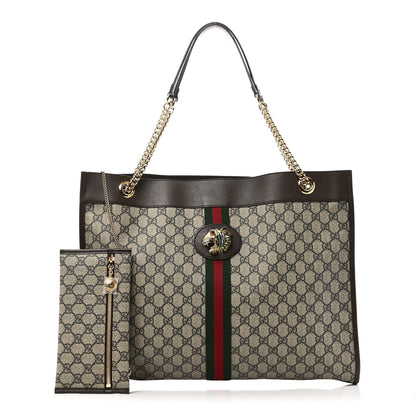Gucci GG Supreme Monogram Large Rajah Chain Tote Beige New Acero 3 of 11