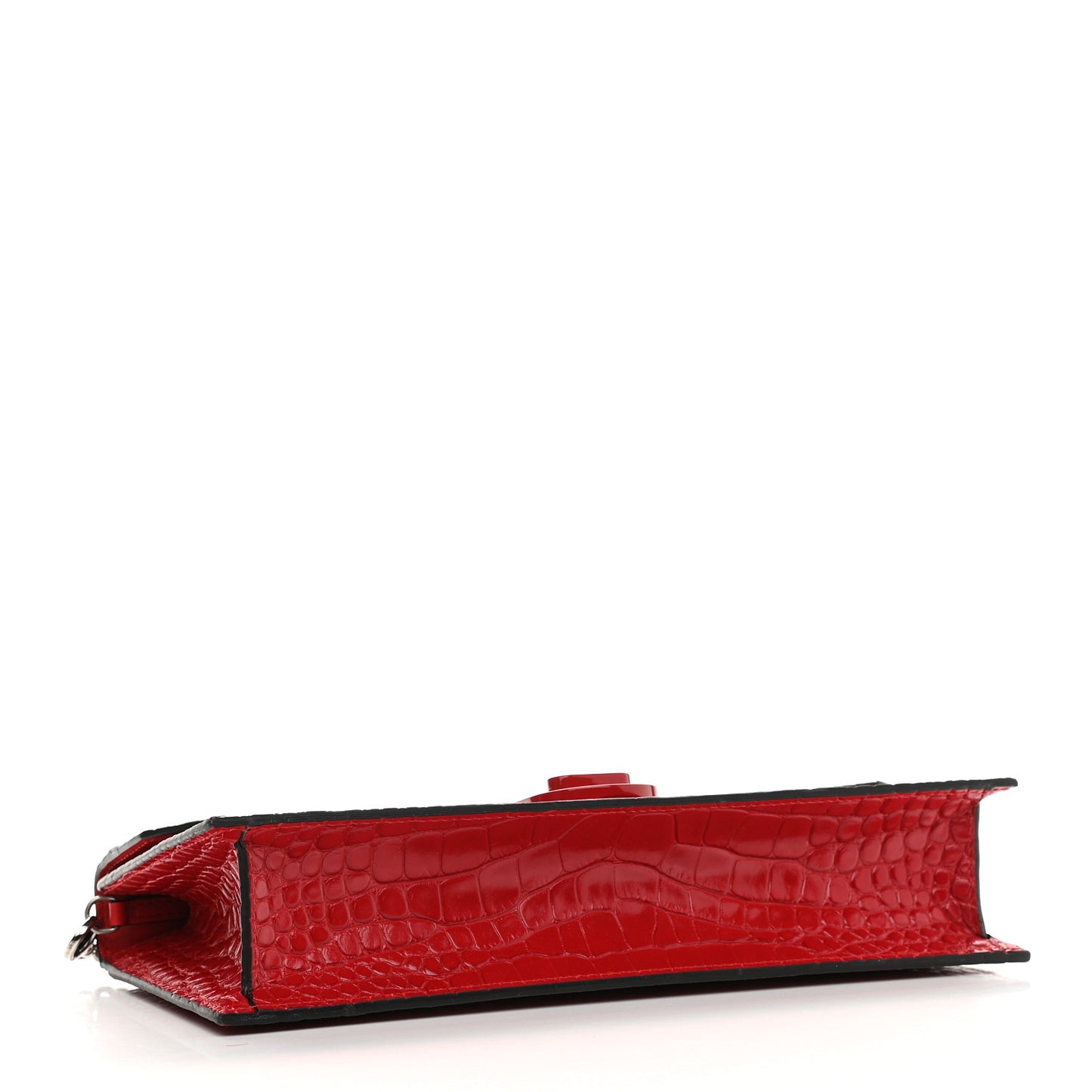 Calfskin Alligator Embossed Elisa Baguette Red