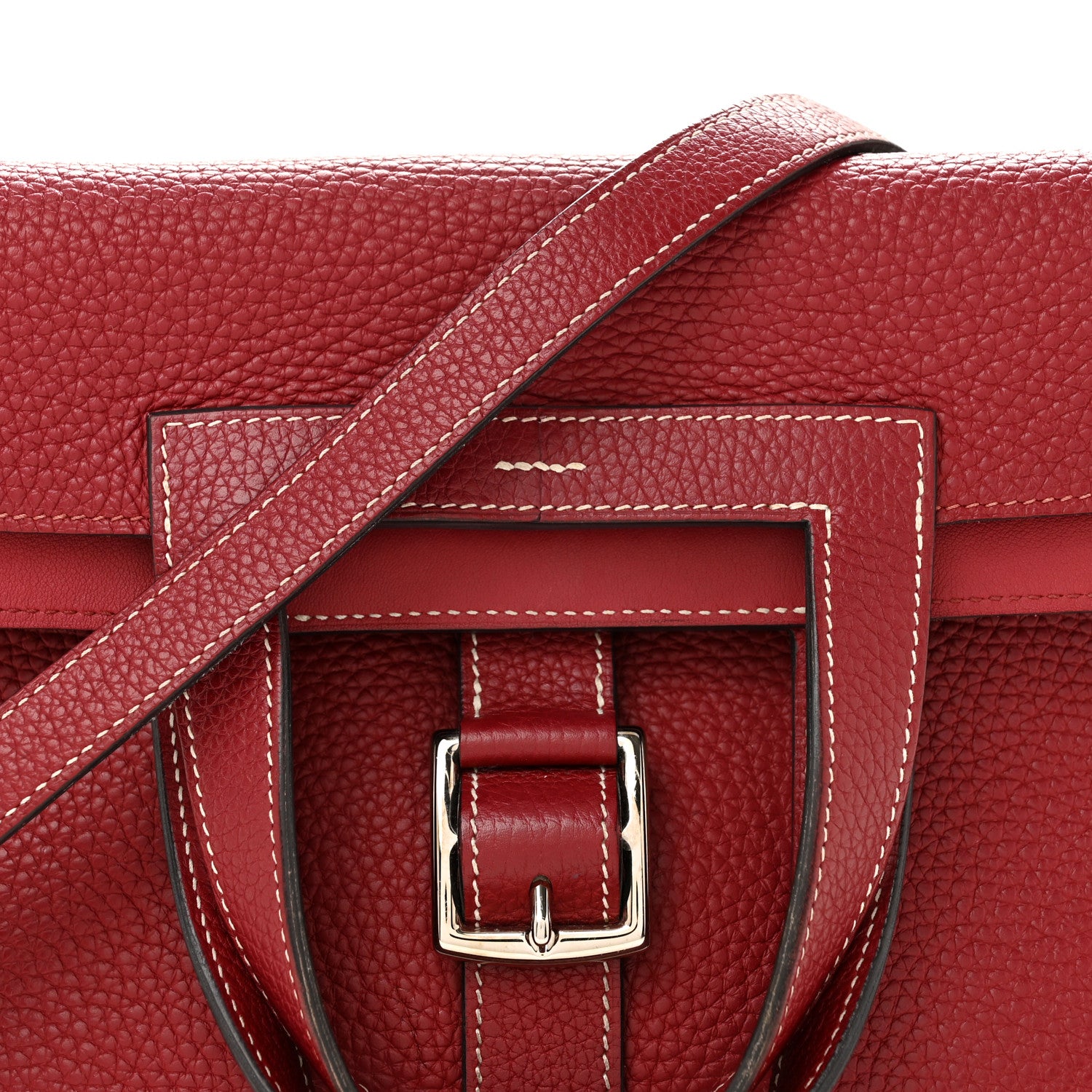 Hermes Taurillon Clemence Halzan 31 GM Rouge H 7 of 13
