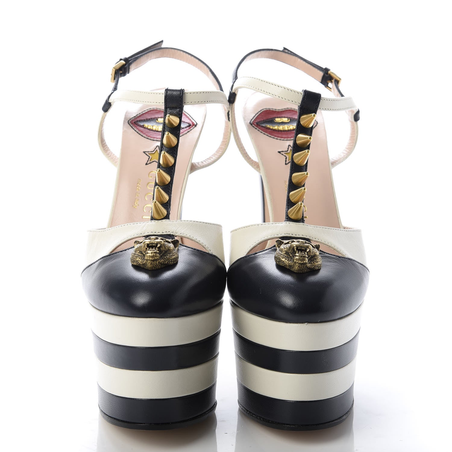 Gucci Calfskin Angel T-Strap Platform High Heel Pumps 35 Black 2 of 9