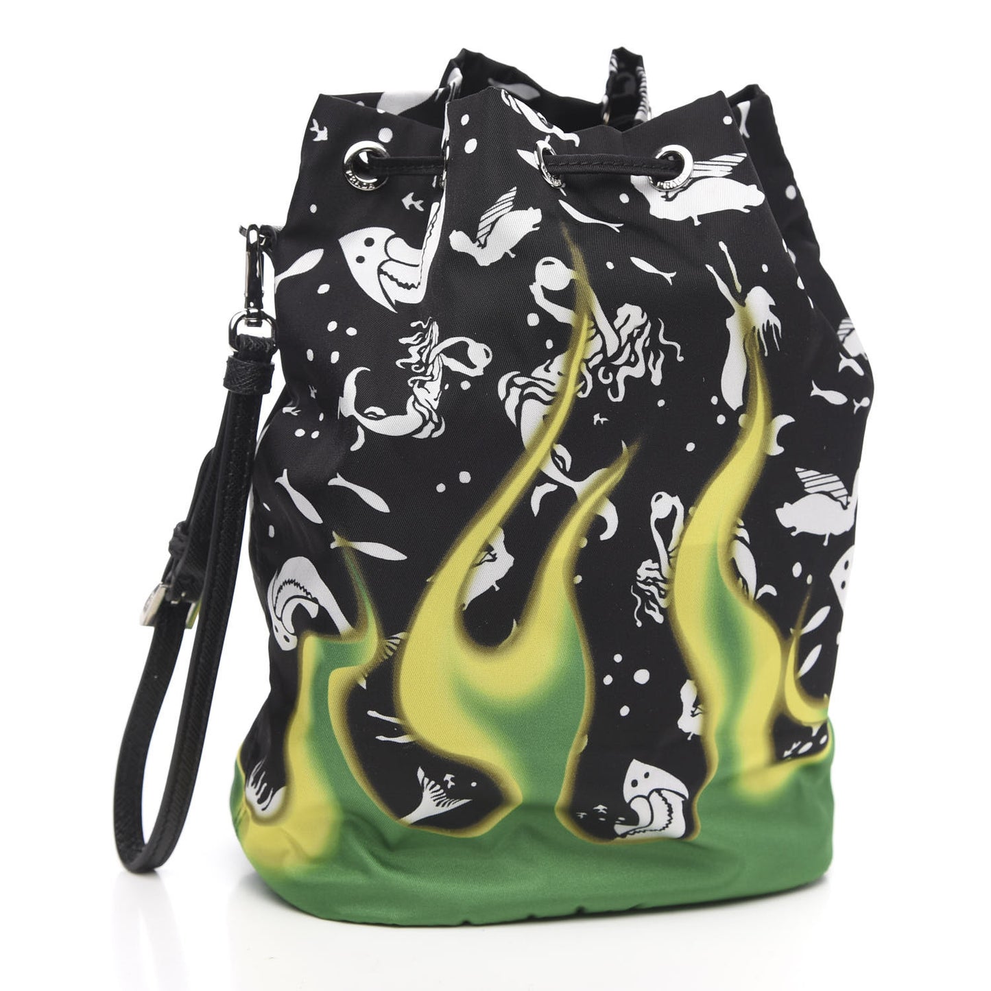 Saffiano Tessuto Nylon Sirene Bucket Wristlet Mango
