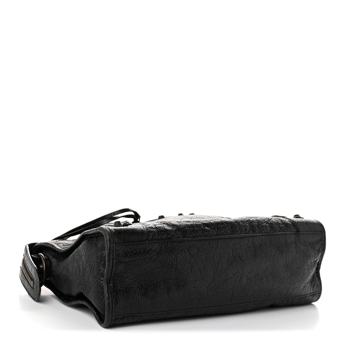 Agneau Classic Hardware S City Logo Strap Black White