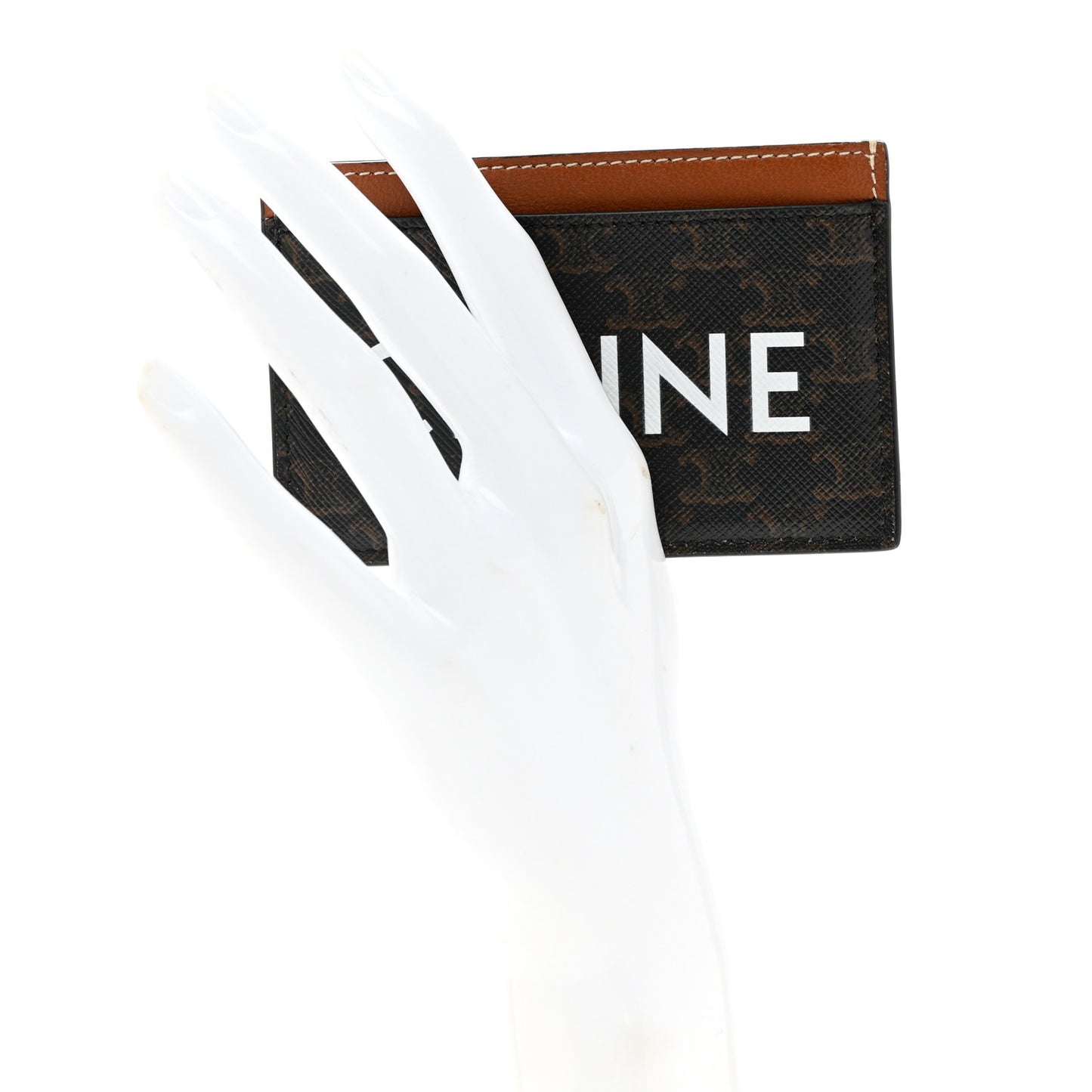 Triomphe Canvas Card Holder Tan