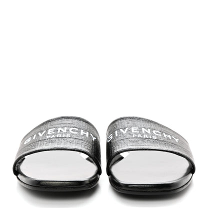 Givenchy Coated Canvas Logo 4G Embossed Flat Sandals 38 Black 2 of 9