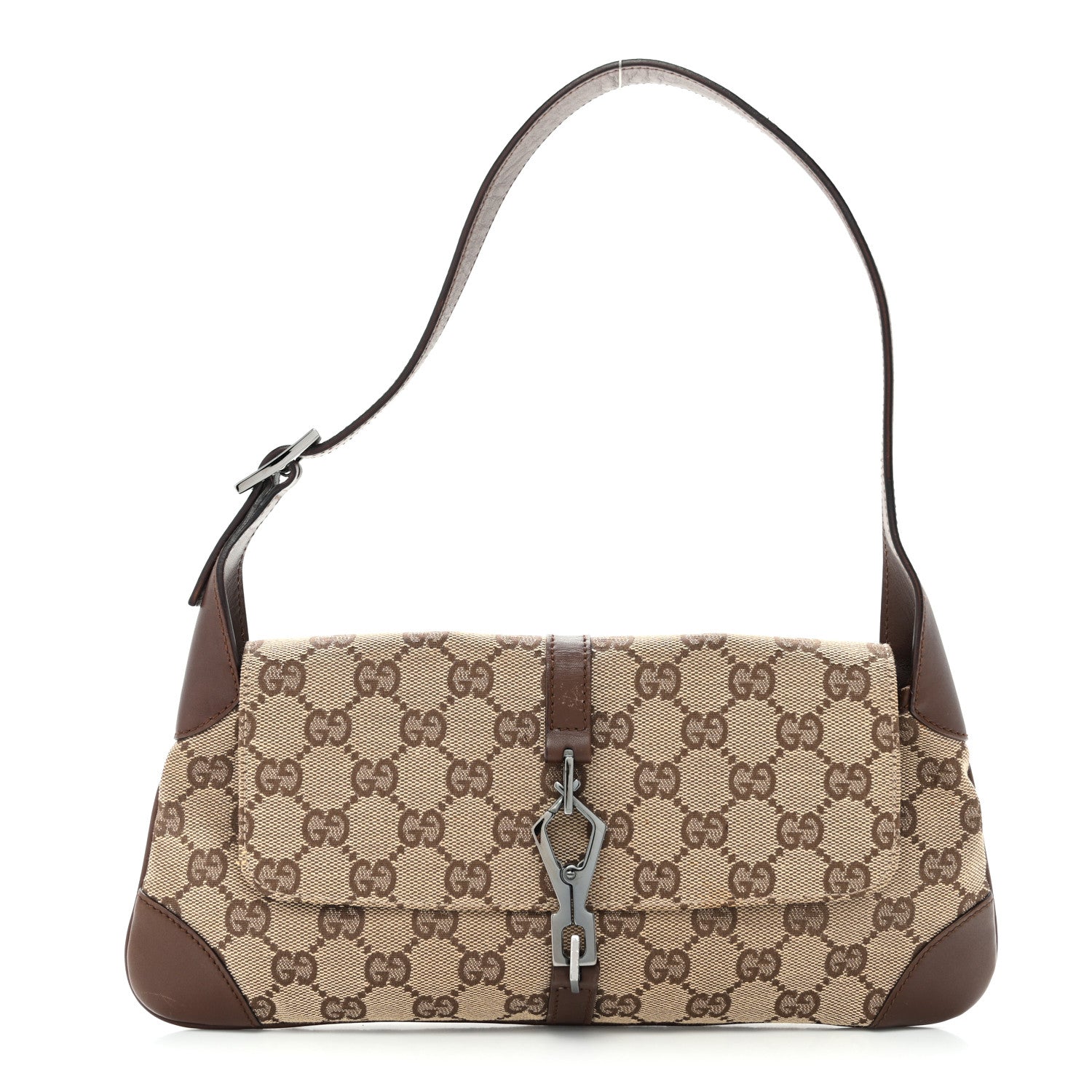 Gucci Monogram Jackie O Flap Bag Brown 1 of 13
