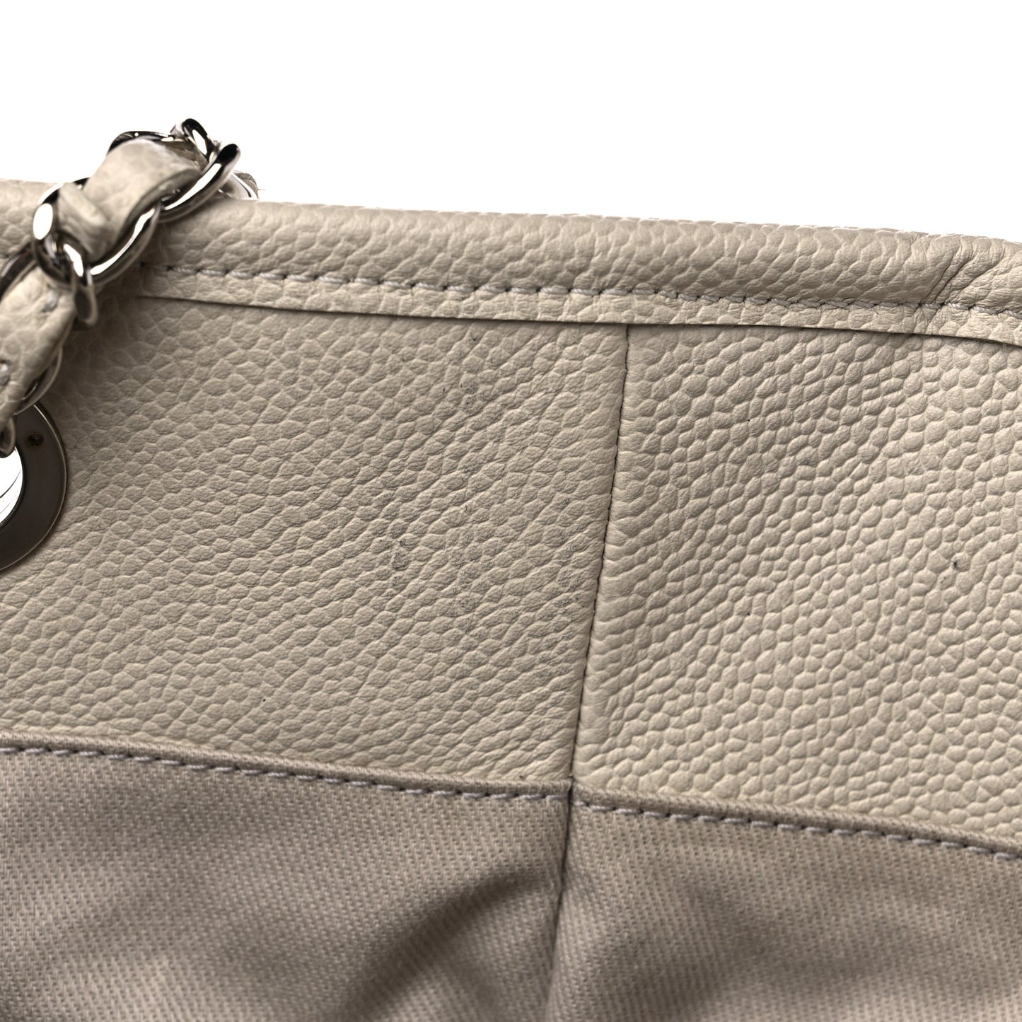 Glazed Calfskin Small Deauville Tote Ecru