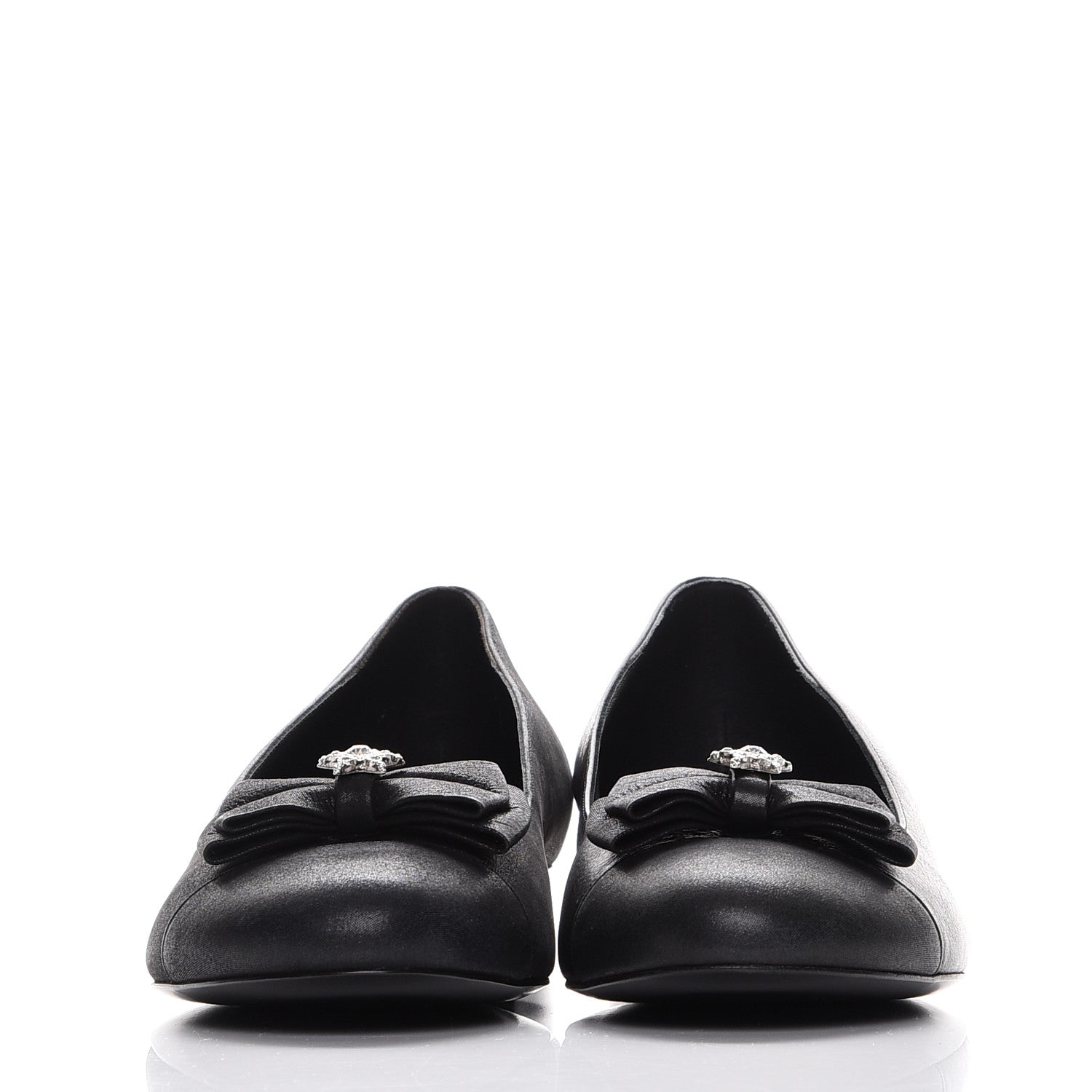 Chanel Buffalo Glitter Bow Ballerina Flats 38.5 Black 2 of 9