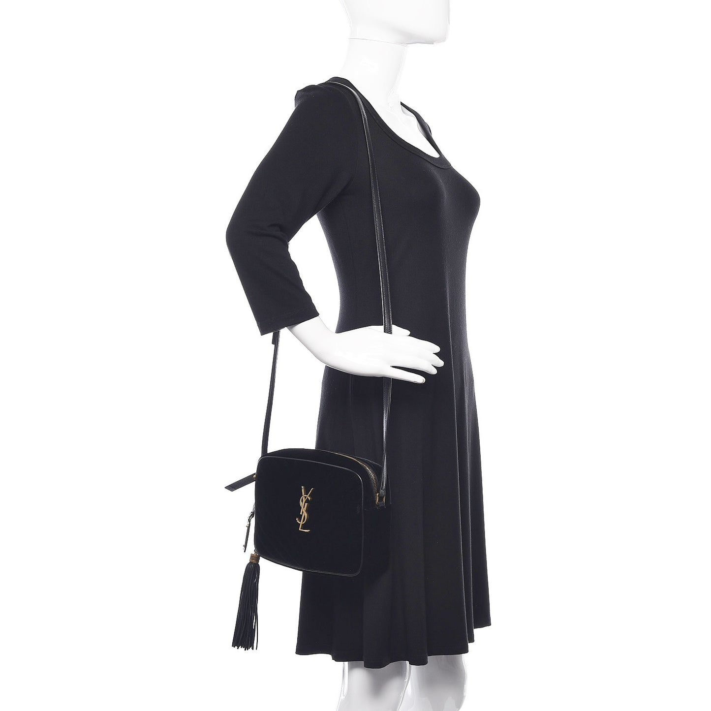 Velvet Matelasse Monogram Lou Camera Bag Black