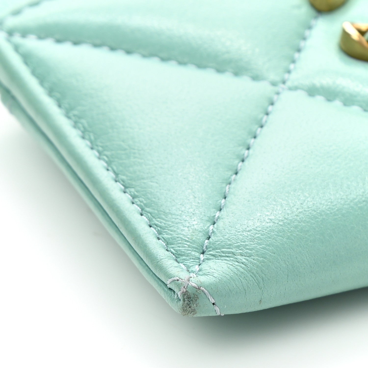 Chanel Lambskin Quilted Chanel 19 Card Holder Green 10 of 11