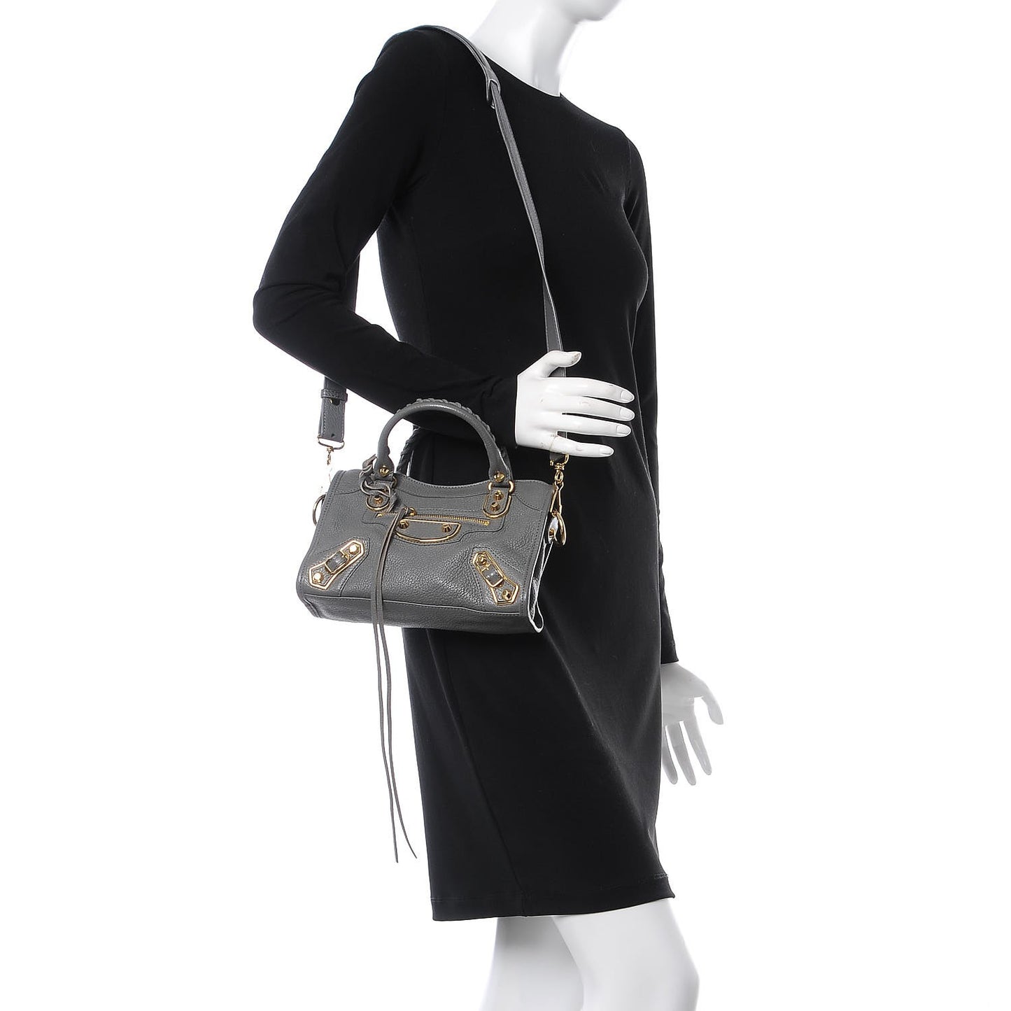 Chevre Gold Metallic Edge Hardware Mini City Gris Acier