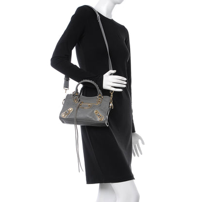 Balenciaga Chevre Gold Metallic Edge Hardware Mini City Gris Acier 2 of 7