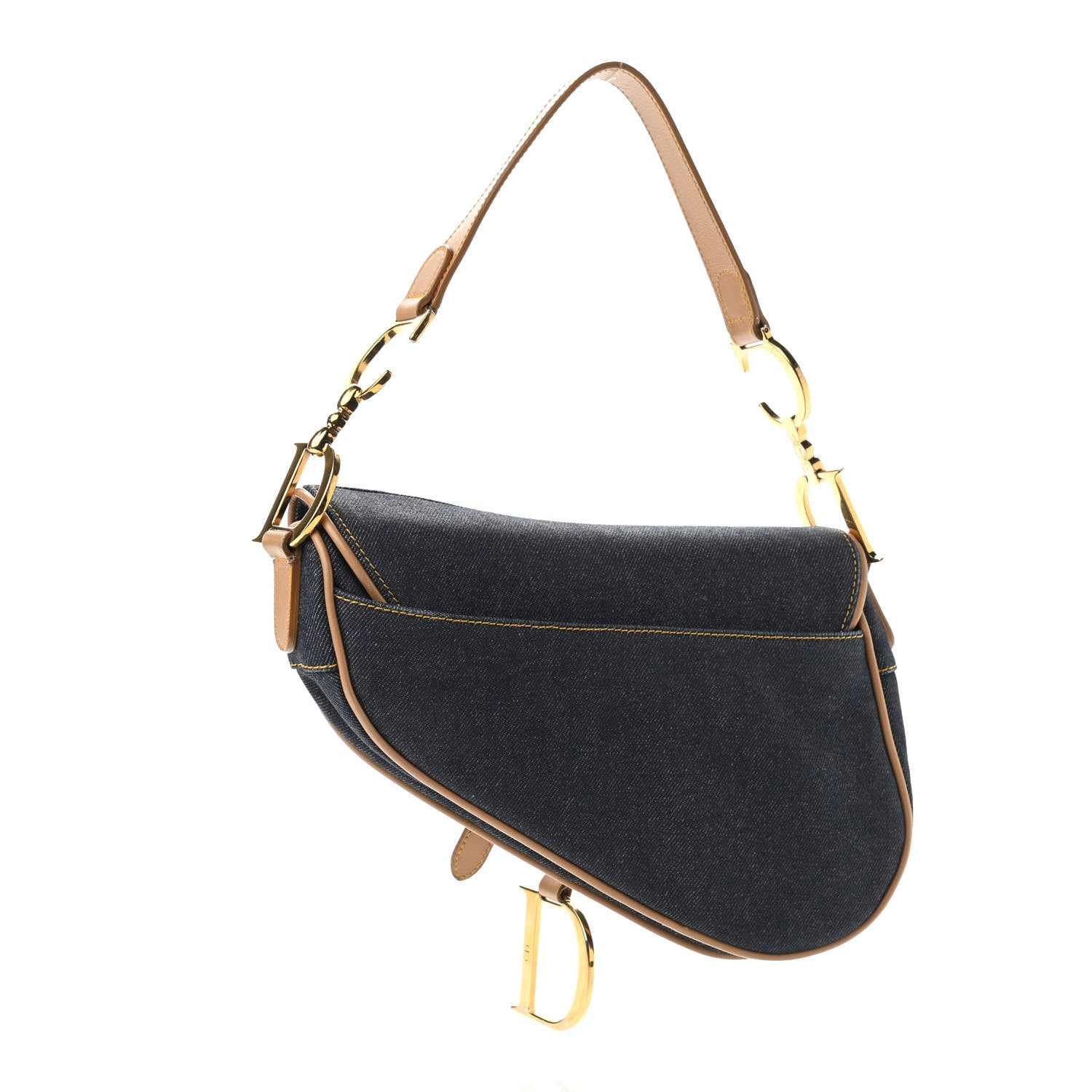 Christian Dior Denim Calfskin Saddle Bag Blue 3 of 17