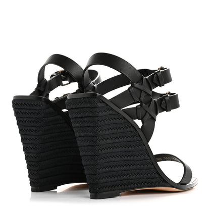 Saint Laurent Calfskin Espadrille Wedges 36 Black 5 of 16